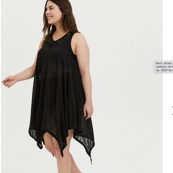 Torrid Black Jersey & Crochet Dress Swim Cover Up 3 22-24 - Picture 1 of 4